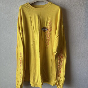 Vintage Harley Davidson Fire Yellow Long Sleeve 3XL Dallas Texas
